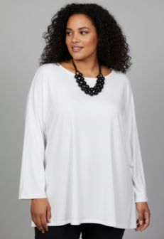 Wijd shirt Mery lang lm wit