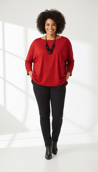 Wijd shirt Mery lang lm rood