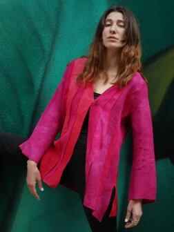 Linnen jasje golven rood - Liz