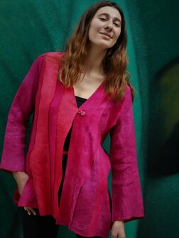 Linnen jasje golven rood - Liz