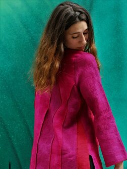 Linnen jasje golven rood - Liz