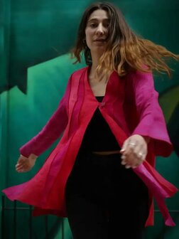 Linnen jasje golven rood - Liz