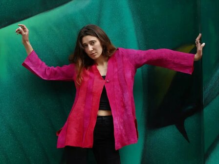 Linnen jasje golven rood - Liz