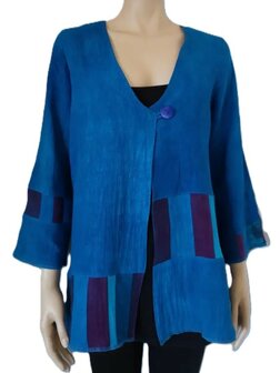 Linnen jasje patch blauw - Liz