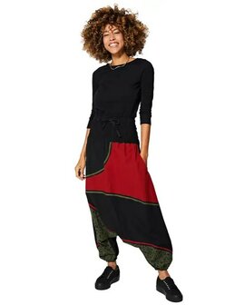 Harembroek katoen rood zwart