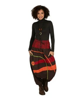 Harembroek katoen bruin rood