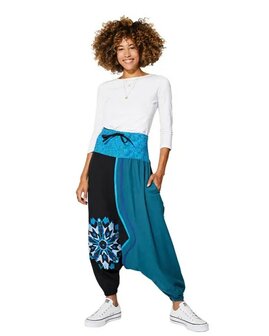 Harembroek katoen blauw zwart
