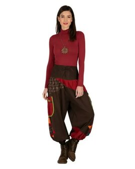 Pofbroek katoen bruin rood