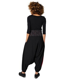 Harembroek katoen zwart rood petrol