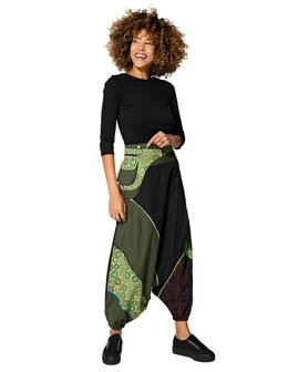 Harembroek katoen zwart groen