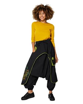 Harembroek katoen flap zwart lime