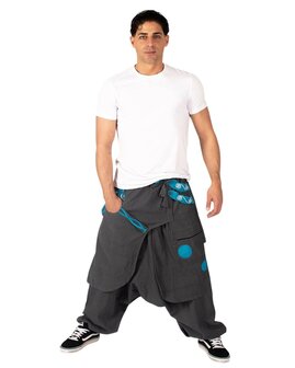 Harembroek 'rokje' grijs blauw