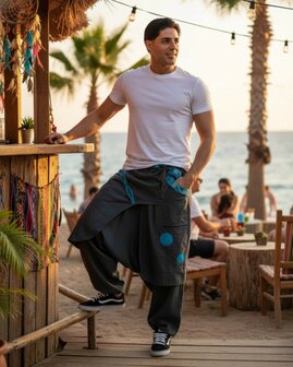 Harembroek 'rokje' grijs blauw