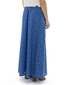 Rok katoen broderie blauw
