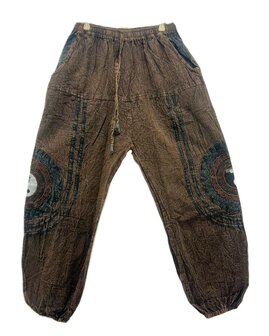 Broek katoen yin yang bruin