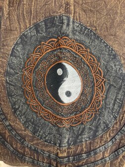 Broek katoen yin yang bruin