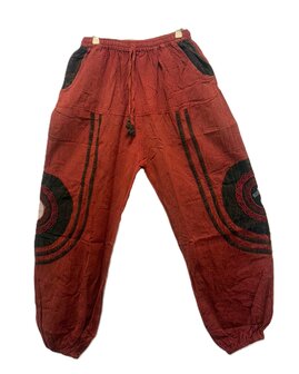 Broek katoen yin yang rood