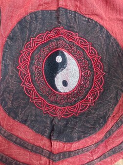 Broek katoen yin yang rood