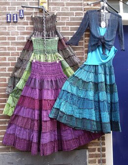 Rok katoen stroken - donker blauw