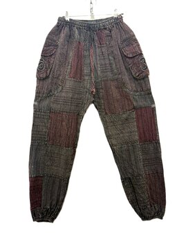 Broek katoen ohm patch - antraciet bordeaux