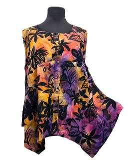 Blouse Wizard mouwloos batik - paars geel