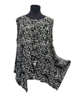 Blouse Wizard mouwloos batik - zwart wit
