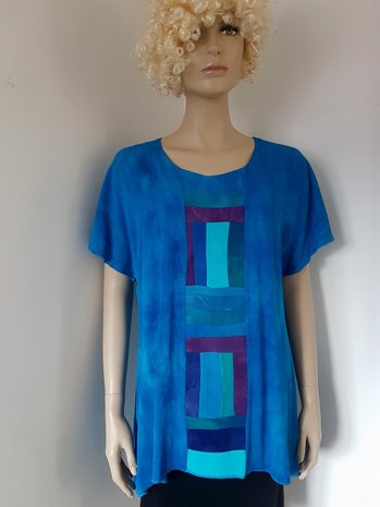 Shirt turquoise patchwork - Liz