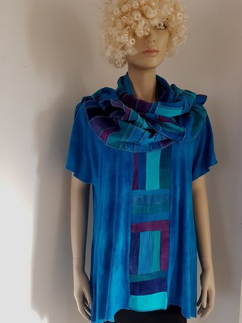 Shirt turquoise patchwork - Liz