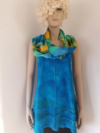 Zijden sjaal - lime turquoise - Liz