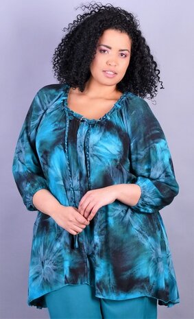 Blouse Dakota turquoise zwart