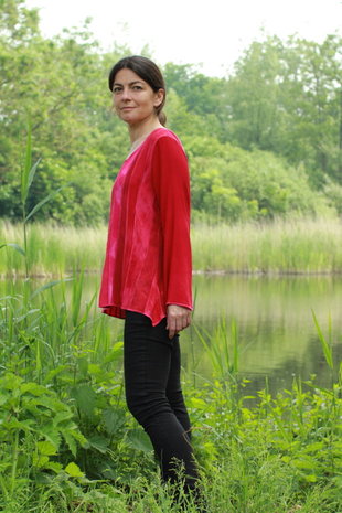 Blouse rood stroken - Liz