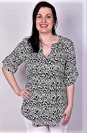 Blouse Forza zwart wit stippen