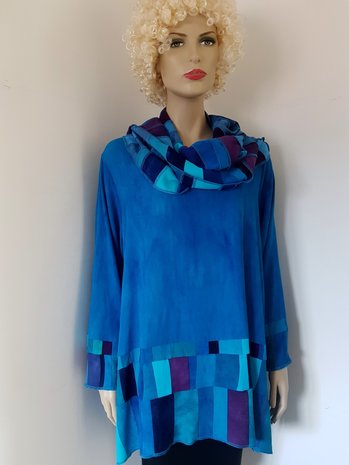 Blouse patchwork turquoise - Liz