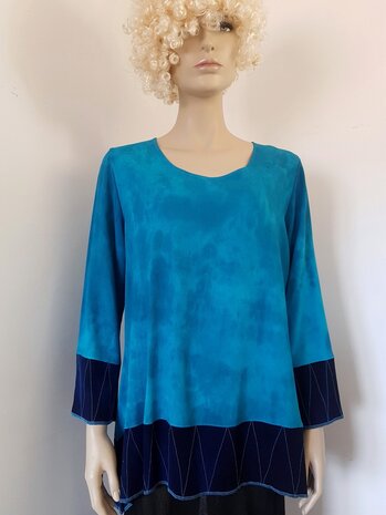 Blouse turquoise navy - Liz