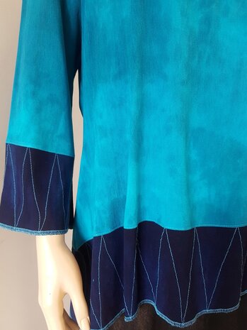 Blouse turquoise navy - Liz