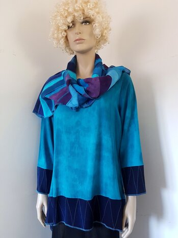 Blouse turquoise navy - Liz