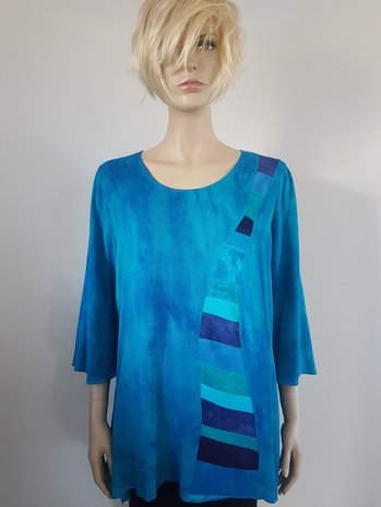 Blouse turquoise patchwork baan  - Liz