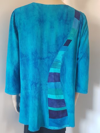 Blouse turquoise patchwork baan  - Liz