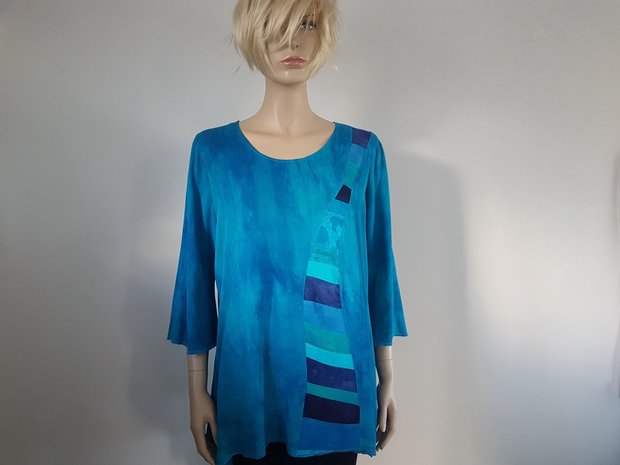 Blouse turquoise patchwork baan  - Liz