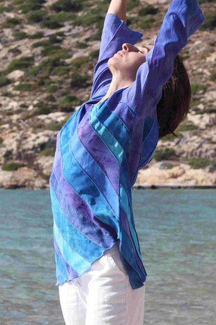 Blouse turquoise lavendel  - Liz