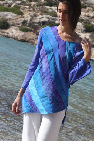 Blouse turquoise lavendel  - Liz