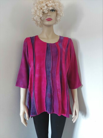 Blouse patchwork fuchsia paars - Liz