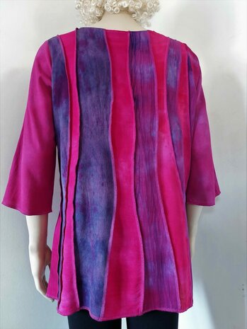Blouse patchwork fuchsia paars - Liz