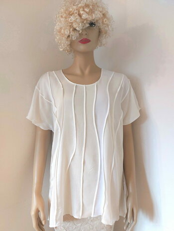 Blouse korte mouw naturel wit - Liz