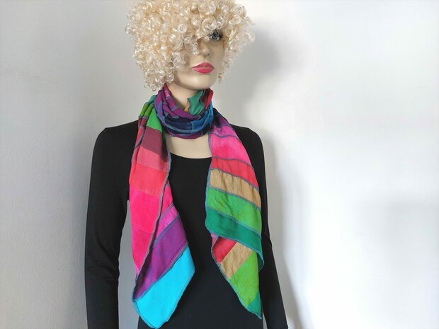 XL viscose sjaal transparant regenboog - Liz