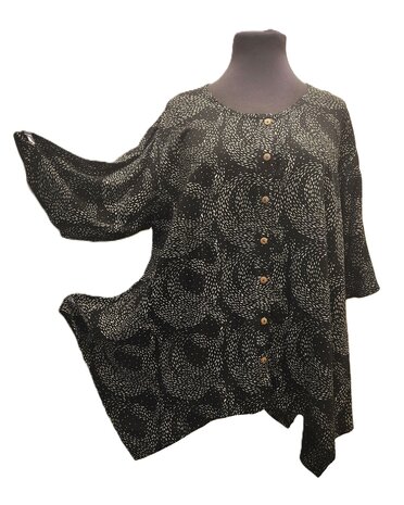 Blouse wizard batik zwart wit