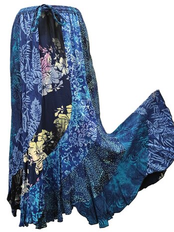 Rok banen batik blauw
