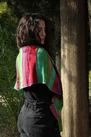 Sjaal viscose roest, groen, paars