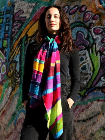 Sjaal viscose vrolijke multi kleur