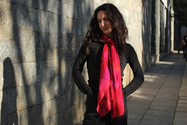 Sjaal viscose patchwork rood 